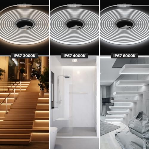 BTF-LIGHTING FCOB COB LED Strip IP67 Waterproof Flexible High Density Uniform Diffused Neon Light 16.4FT DC12V Warm White 3000K 480LED/m CRI 90+ for Indoor Decor(No Adapter or Controller) - Image 4