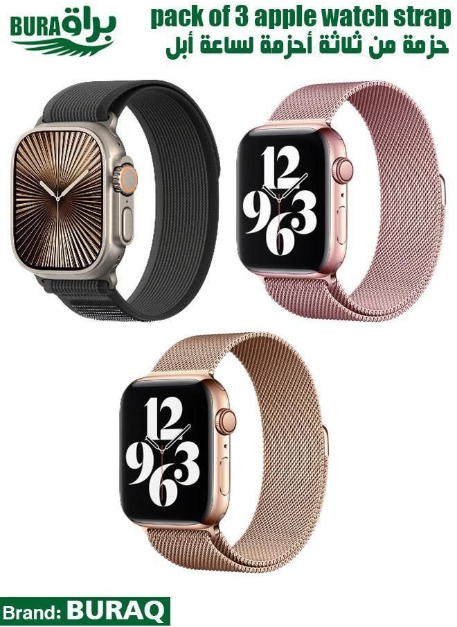 BURAQ - Apple Watch Band Strap For Apple Watch Ultra 2/Ultra 49mm, Series 10 46mm, 9/8/7 45mm, SE2/SE/6/5/4 44mm, 3/2/1 42mm - Image 1