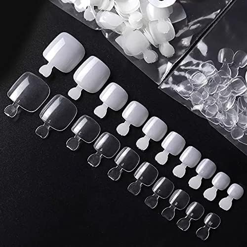 INOG False Toenails Tips 500 PCS 10 Sizes Full Cover Artificial French Acrylic Toenails Set 2pcs nail glue 2sheet glue sticker - Image 3