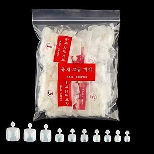 INOG False Toenails Tips 500 PCS 10 Sizes Full Cover Artificial French Acrylic Toenails Set 2pcs nail glue 2sheet glue sticker - Image 5