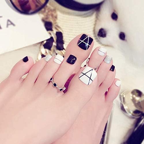 INOG False Toenails Tips 500 PCS 10 Sizes Full Cover Artificial French Acrylic Toenails Set 2pcs nail glue 2sheet glue sticker - Image 4