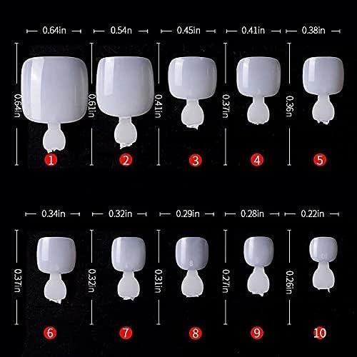 INOG False Toenails Tips 500 PCS 10 Sizes Full Cover Artificial French Acrylic Toenails Set 2pcs nail glue 2sheet glue sticker - Image 2