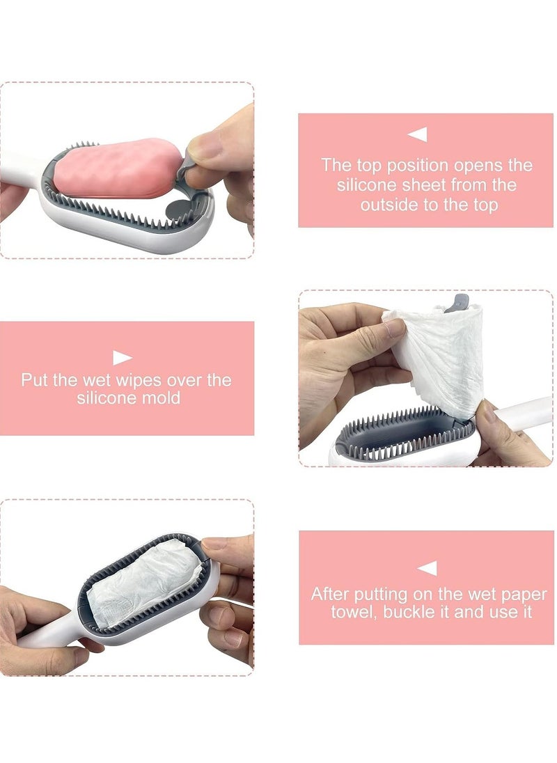 MileMelo - Pet Cleaning Hair Removal Comb, Cat Free Wet Wipe Comb, Pet Sticky Hair Apparatus, Cat and Dog Universal Pet Tomb, Cat Cleaning Supplies (Short hair model, Pink) - Image 1
