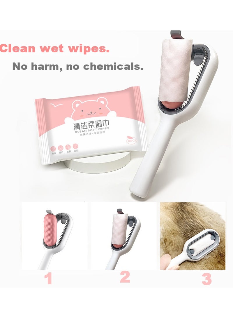 MileMelo - Pet Cleaning Hair Removal Comb, Cat Free Wet Wipe Comb, Pet Sticky Hair Apparatus, Cat and Dog Universal Pet Tomb, Cat Cleaning Supplies (Short hair model, Pink) - Image 1