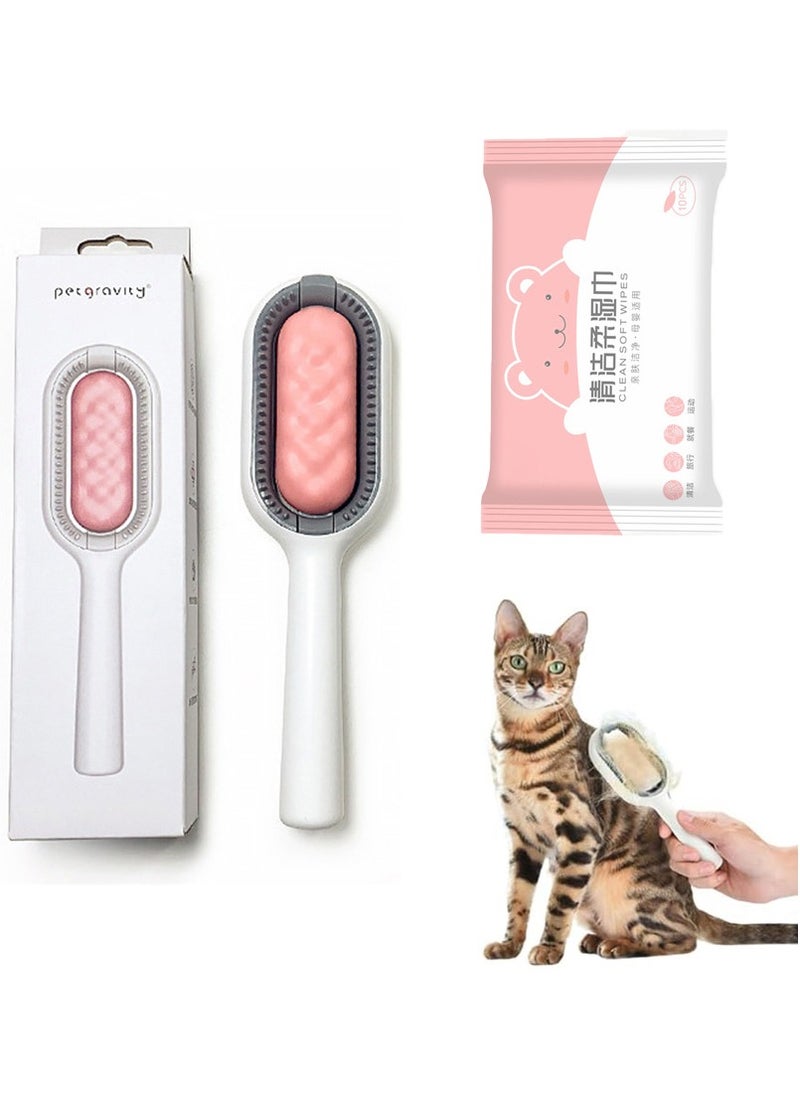 MileMelo - Pet Cleaning Hair Removal Comb, Cat Free Wet Wipe Comb, Pet Sticky Hair Apparatus, Cat and Dog Universal Pet Tomb, Cat Cleaning Supplies (Short hair model, Pink) - Image 1