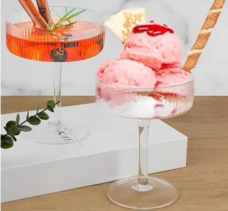 Generic Crystal Glass Cocktail Coupe Set, 6-Piece Elegant Stemmed Glassware for Desserts and Drinks, Imported .A2 - Image 1