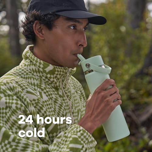 Hydro Flask Water Bottle - Insulated Stainless Steel - Wide Mouth Flex Straw Lid, Non Spill, Leakproof and Refillable in 64 Oz Surf Blue - Image 4