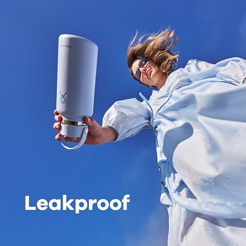 Hydro Flask Water Bottle - Insulated Stainless Steel - Wide Mouth Flex Straw Lid, Non Spill, Leakproof and Refillable in 64 Oz Surf Blue - Image 5