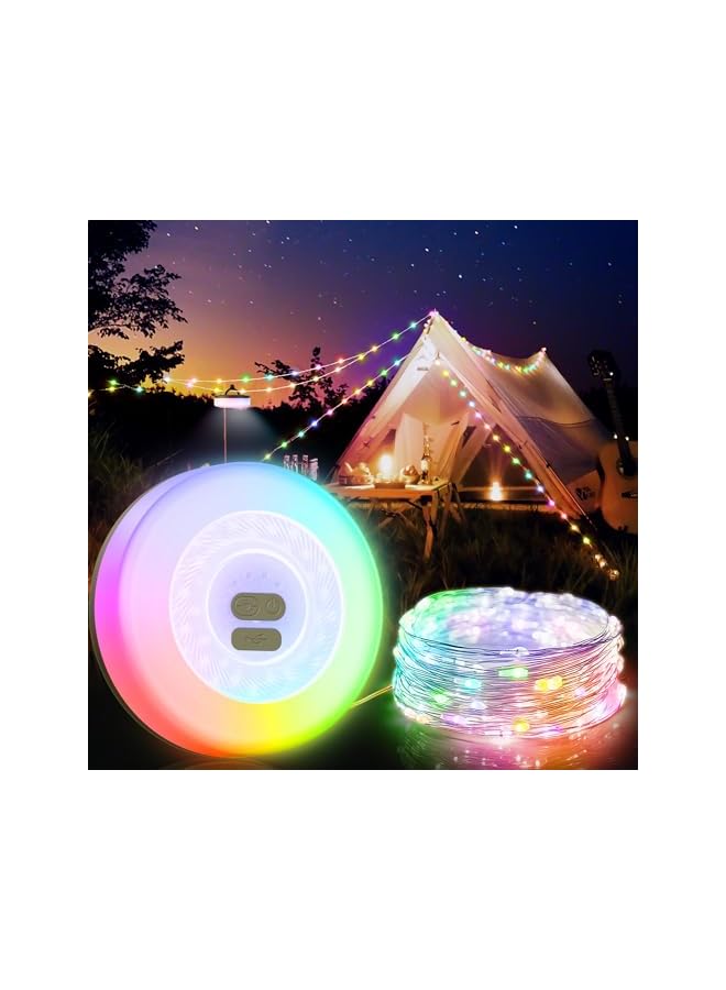 The Bros أضواء خيط التخييم، أضواء خيط LED RGB الخارجية، زينة لرحلات التخييم، RV، المشي، 33 قدم 100 ضوء LED، مقاومة للماء IPX4، 2 في 1 ضوء حفلة قابل لإعادة الشحن عبر USB، أضواء عيد الميلاد - Image 2
