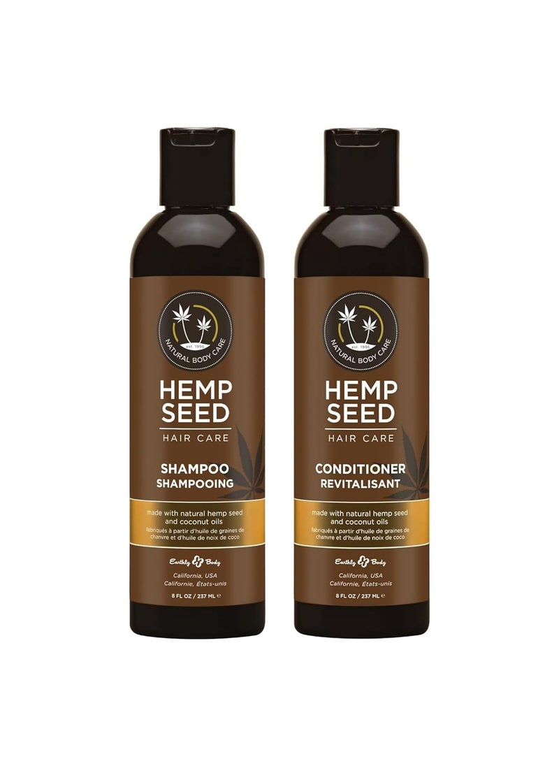 Earthly Body - Hemp Seed Hair Care Shampoo + Conditioner Bundle, Naked in the Woods - 8 oz Each - With Hemp Seed Oil & Coconut Oil - Vegan, Cruelty Free - Image 1