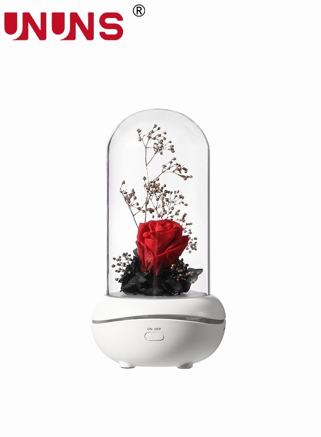 UNUNS Aroma Diffuser Humidifier,Simulated Red Rose Aromatherapy Diffuser With Colorful Night Light For Home Bedroom - Image 1