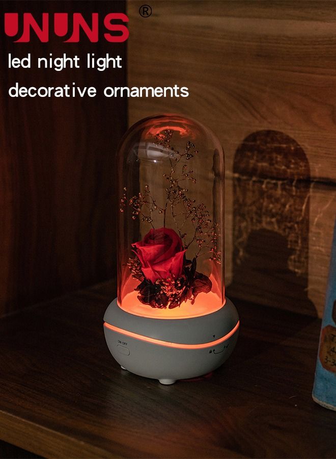 UNUNS Aroma Diffuser Humidifier,Simulated Red Rose Aromatherapy Diffuser With Colorful Night Light For Home Bedroom - Image 2