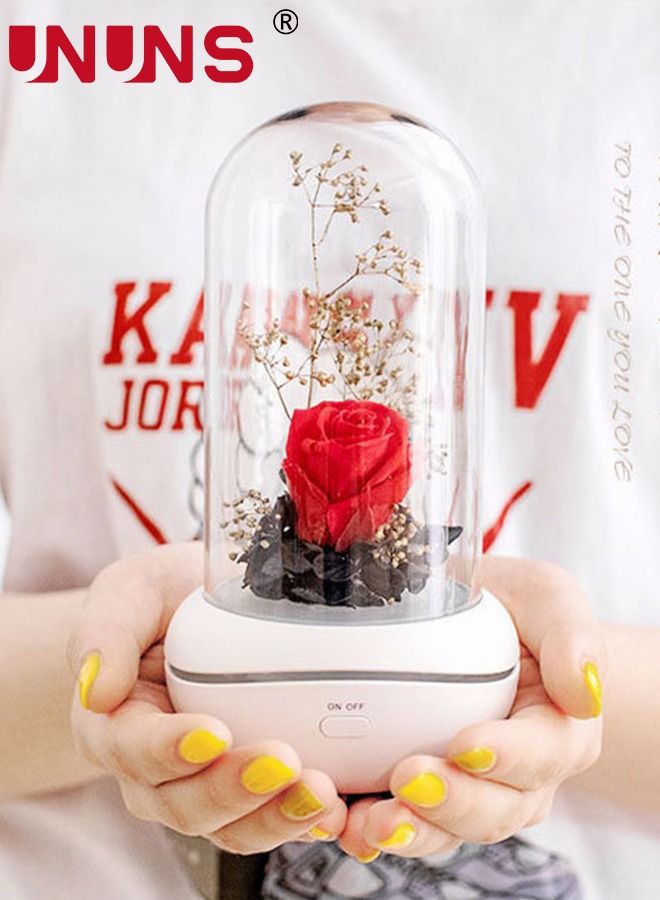 UNUNS Aroma Diffuser Humidifier,Simulated Red Rose Aromatherapy Diffuser With Colorful Night Light For Home Bedroom - Image 3