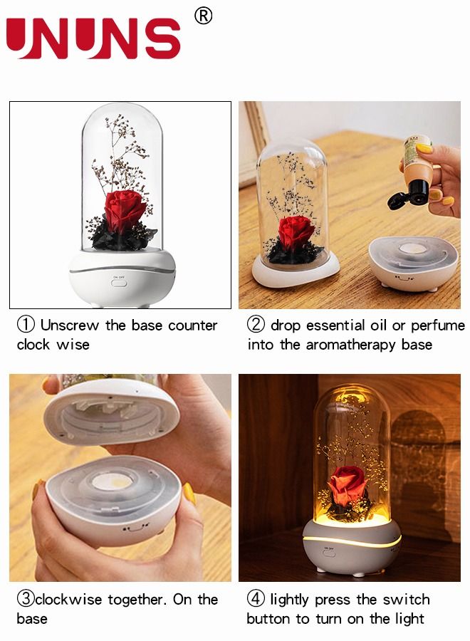 UNUNS Aroma Diffuser Humidifier,Simulated Red Rose Aromatherapy Diffuser With Colorful Night Light For Home Bedroom - Image 5