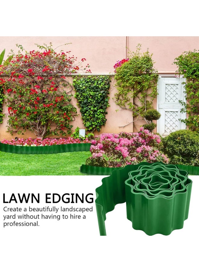 GREENLAWN Plastic Garden Lawn Edging, Flexible Green Garden Grass Lawn Path Edging, Durable Edge Border Fence Palisade Decorative Flower Bed for Yard Patio Pathway Balcony Planting (20cm x 9m) - Image 1
