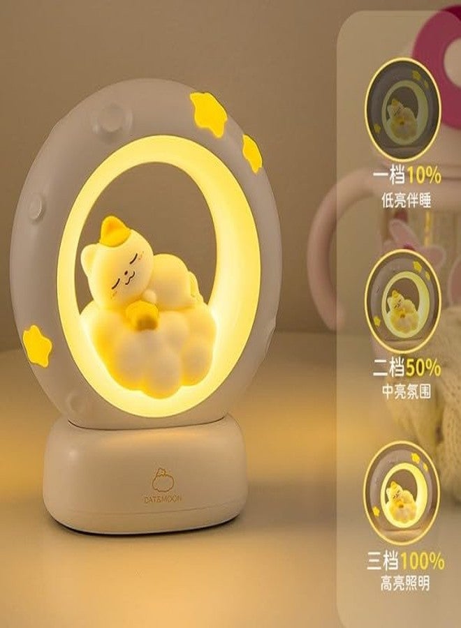 VENEXA 1pc USB Soft Light Sleeping Cat Lamp, Cute Cat Night Light with Tap Dimmer for Mom, Girls, and Boys Bedroom, Night Lamp for Kids, Birthday Gifts (White) - Image 4