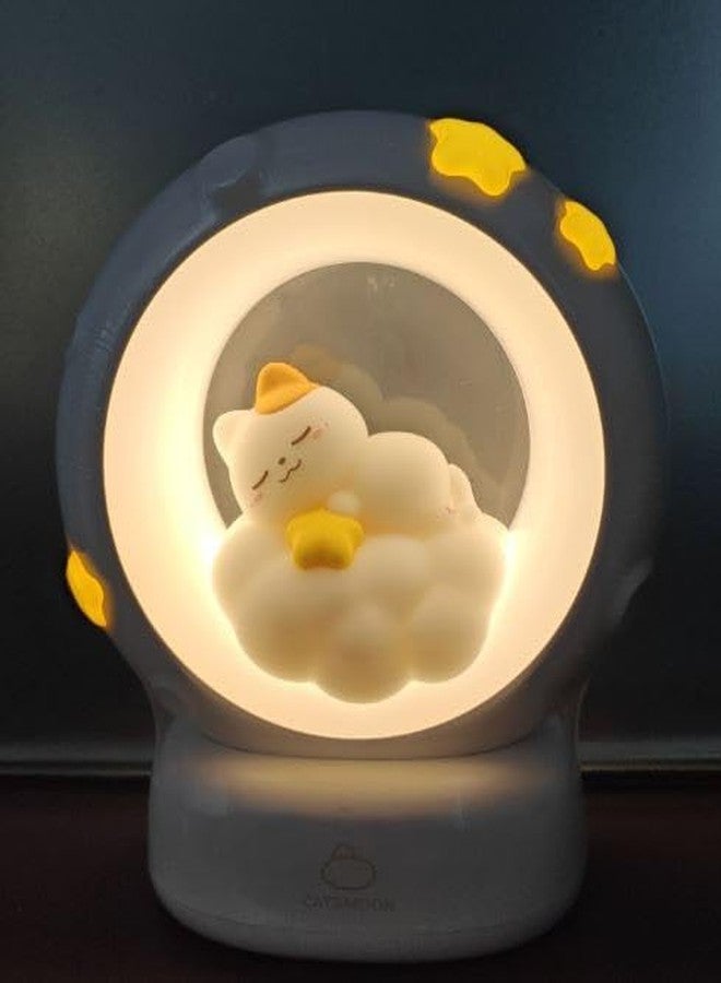 VENEXA 1pc USB Soft Light Sleeping Cat Lamp, Cute Cat Night Light with Tap Dimmer for Mom, Girls, and Boys Bedroom, Night Lamp for Kids, Birthday Gifts (White) - Image 2