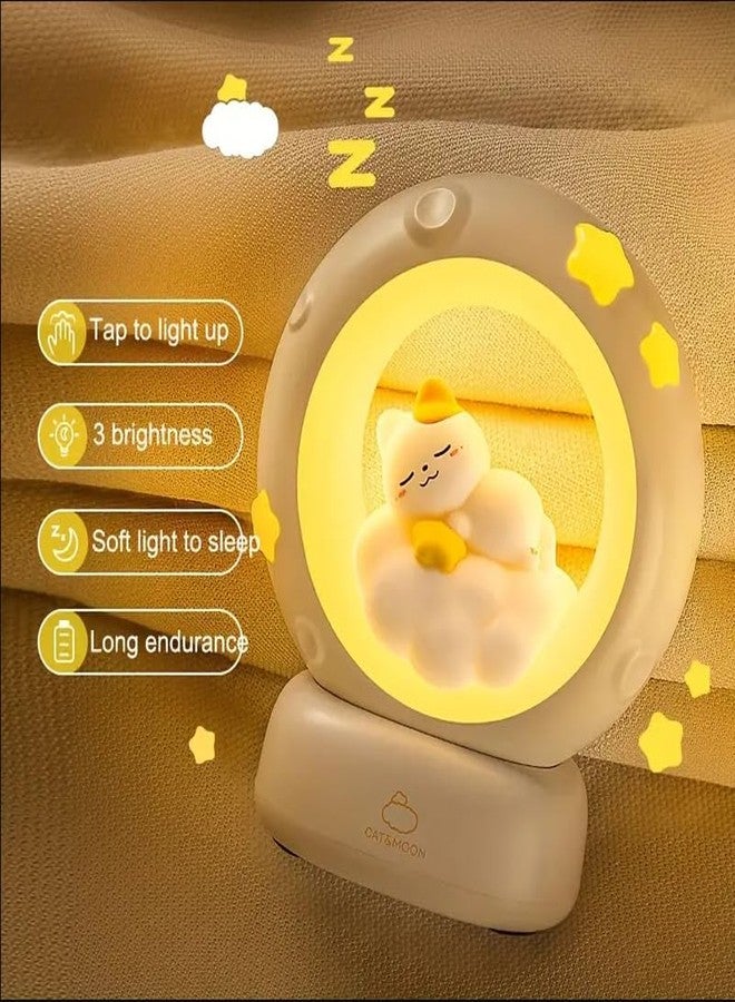 VENEXA 1pc USB Soft Light Sleeping Cat Lamp, Cute Cat Night Light with Tap Dimmer for Mom, Girls, and Boys Bedroom, Night Lamp for Kids, Birthday Gifts (White) - Image 3