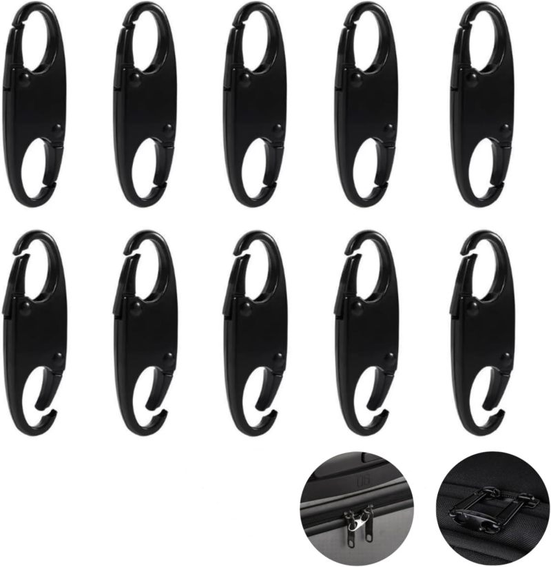 Double Locking Security Clips: 10 Black Zinc Alloy Double Hook Clips - Durable Rust-Resistant Design for Luggage, Backpacks, Pet Tags, Outdoor Travel & Daily Use - Image 2