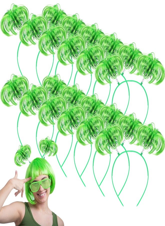 Jexine 12 Pcs Halloween Pompom Headband Hair Tinsel Hair Accessory Wrapped Ponytail Headwear Feather Headband for Women Cos(Green) - Image 1