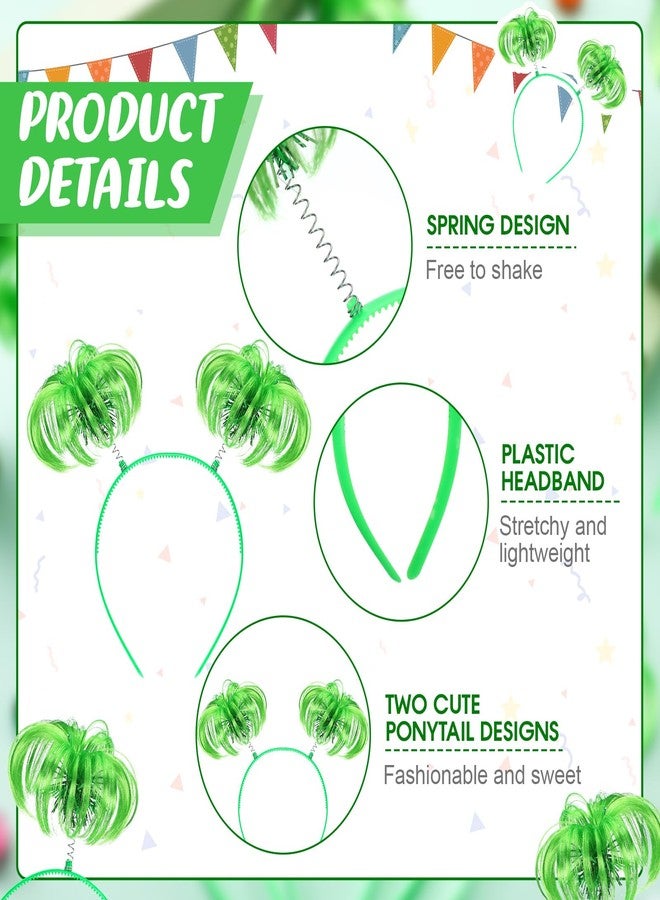 Jexine 12 Pcs Halloween Pompom Headband Hair Tinsel Hair Accessory Wrapped Ponytail Headwear Feather Headband for Women Cos(Green) - Image 3