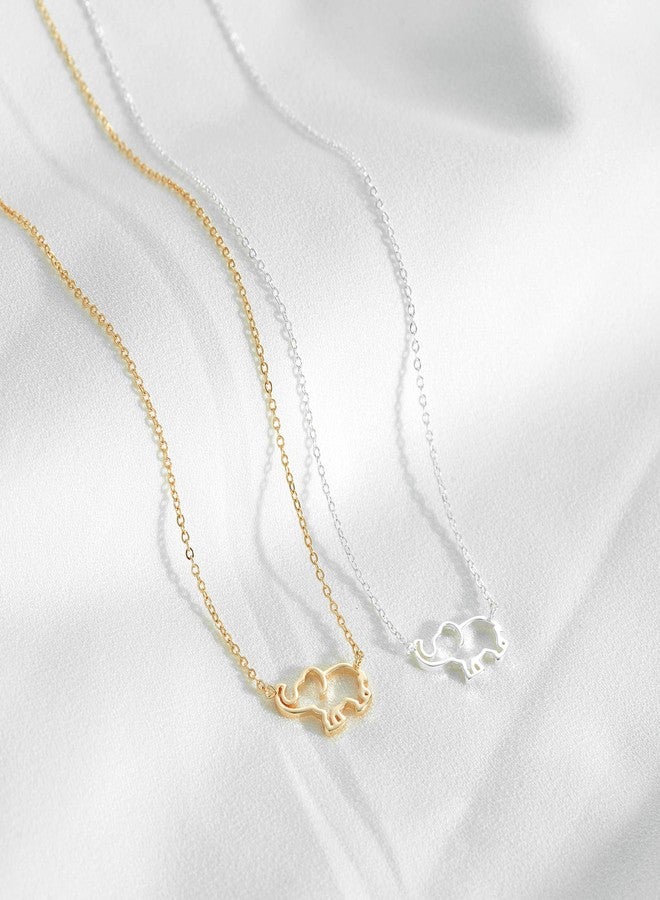 Fettero Elephant Necklace for Women Gold Open Pendant Dainty Chain 14K Gold Plated Minimalist Simple Cute Animal Jewelry Gift - Image 4