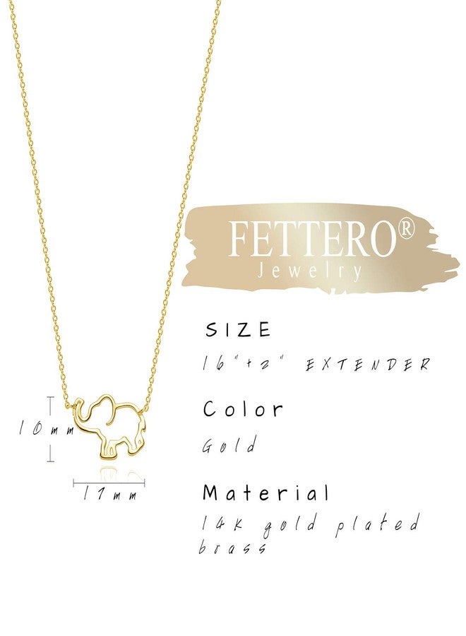 Fettero Elephant Necklace for Women Gold Open Pendant Dainty Chain 14K Gold Plated Minimalist Simple Cute Animal Jewelry Gift - Image 5