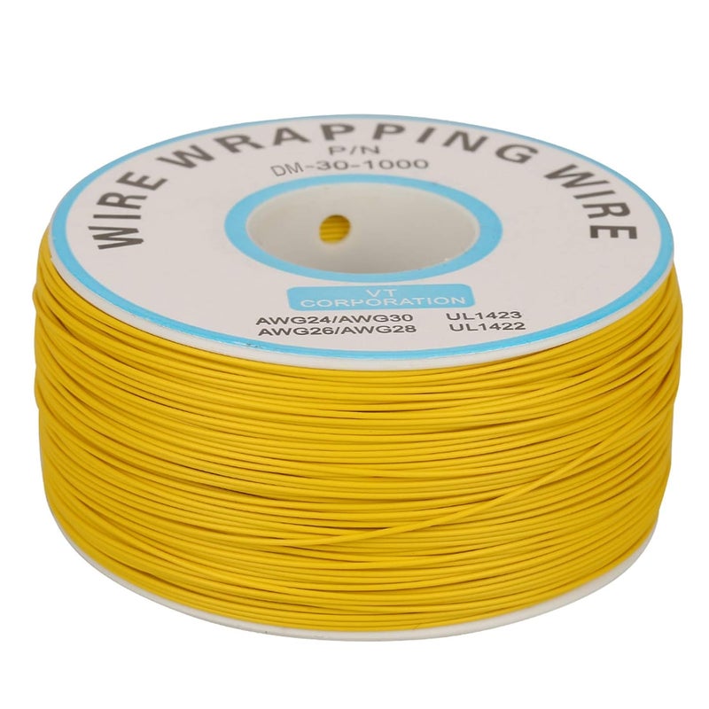 1Roll Wire Wrapping Single Copper Wire Strand 30AWG Cable 0.25 mm Core Diameter (Yellow) - Image 1