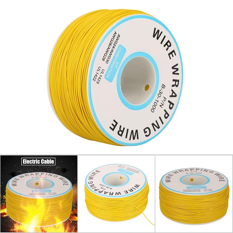 1Roll Wire Wrapping Single Copper Wire Strand 30AWG Cable 0.25 mm Core Diameter (Yellow) - Image 2