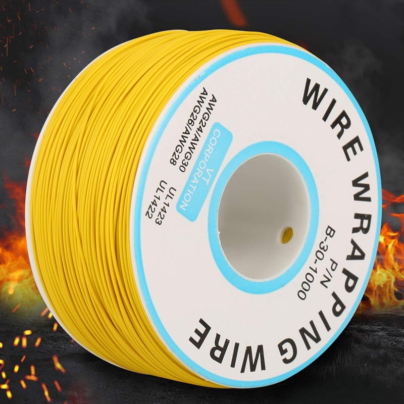 1Roll Wire Wrapping Single Copper Wire Strand 30AWG Cable 0.25 mm Core Diameter (Yellow) - Image 3