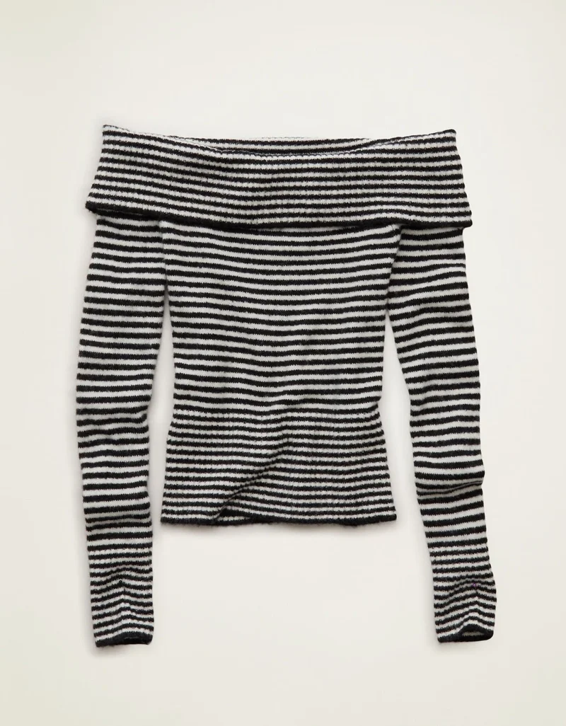 American Eagle  AE Whoa So Soft Off-The-Shoulder Foldover Sweater Top for Women | Best Price UAE