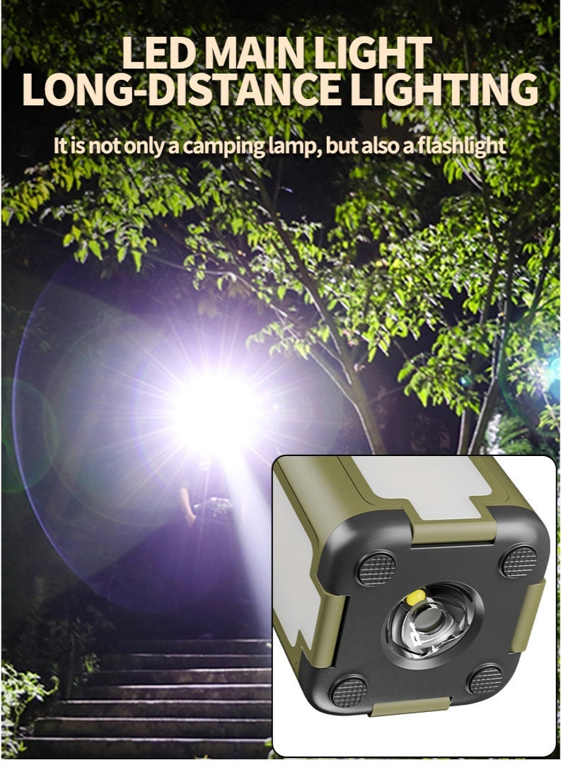 ZONIX Portable Camping Lamp - Solar Charging, USB Power Bank, SOS Emergency Light, 6 Modes, IPX4 Waterproof, 266g Ultra-Light with Hook for Emergency, Camping, Hiking - Image 4