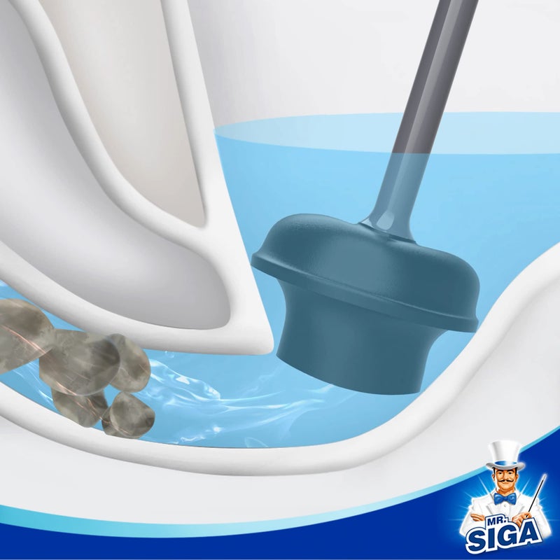 Mr Siga MR.SIGA Toilet Plunger with Holder, Heavy Duty Plunger with Sturdy Handle for Toilet Cleaning, Gray - Image 4