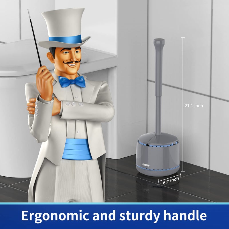 Mr Siga MR.SIGA Toilet Plunger with Holder, Heavy Duty Plunger with Sturdy Handle for Toilet Cleaning, Gray - Image 2