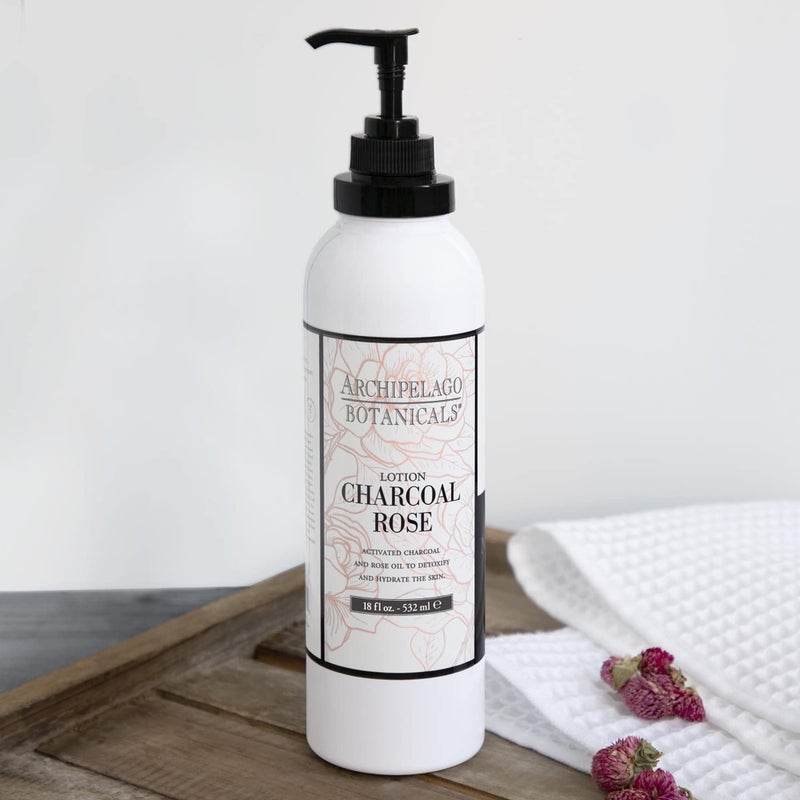Archipelago Botanicals Charcoal Rose Lotion, Hydrating Charcoal & Rose Body Lotion for Soft & Smooth Skin, Paraben-Free, Phthalate-Free, 18â€¯oz - Image 3