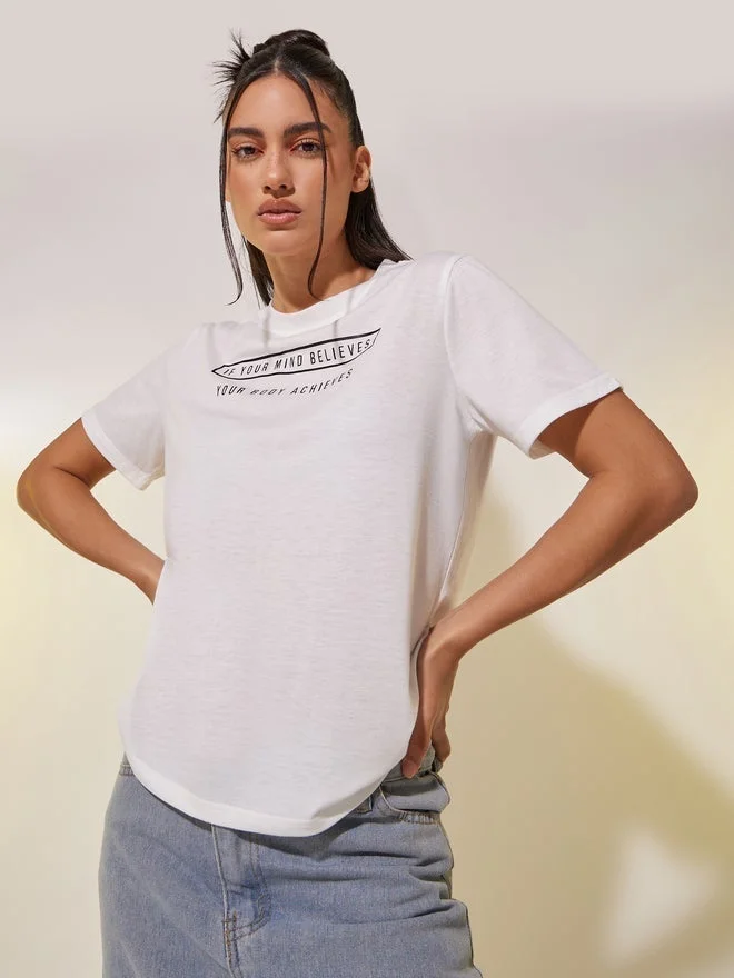 Take Two Take Two Slogan Print Round Neck T-Shirt
