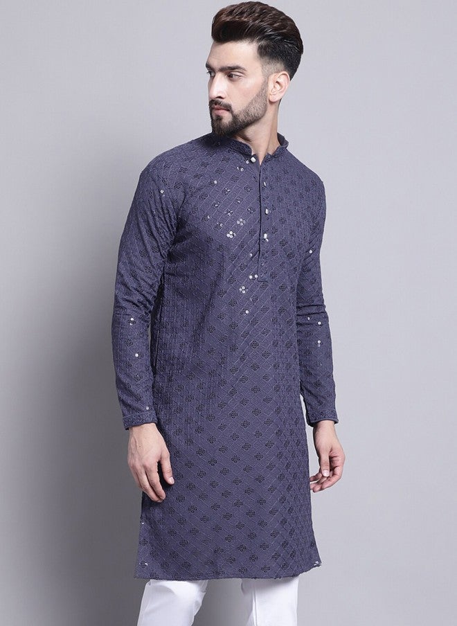 Sojanya Geometric Embroidered Sequence Kurta for Men - Image 1