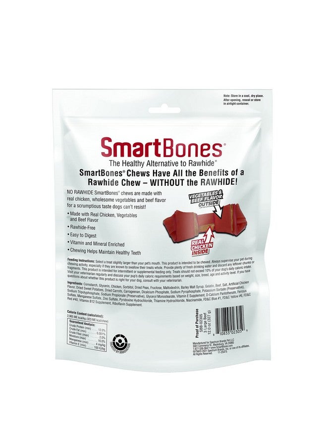 SmartBones Large Chews With Real Beef, Rawhide-Free Chews For Dogs, 3 Count - Image 2