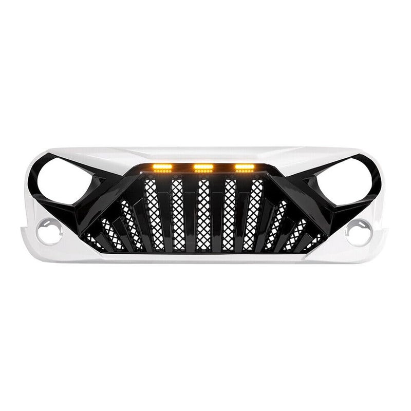 EOMD Front Grill Goliath Grille compatible with 2007-2018 Jeep Wrangler Rubicon Sahara Sport JK/JKU, White Black - Image 2