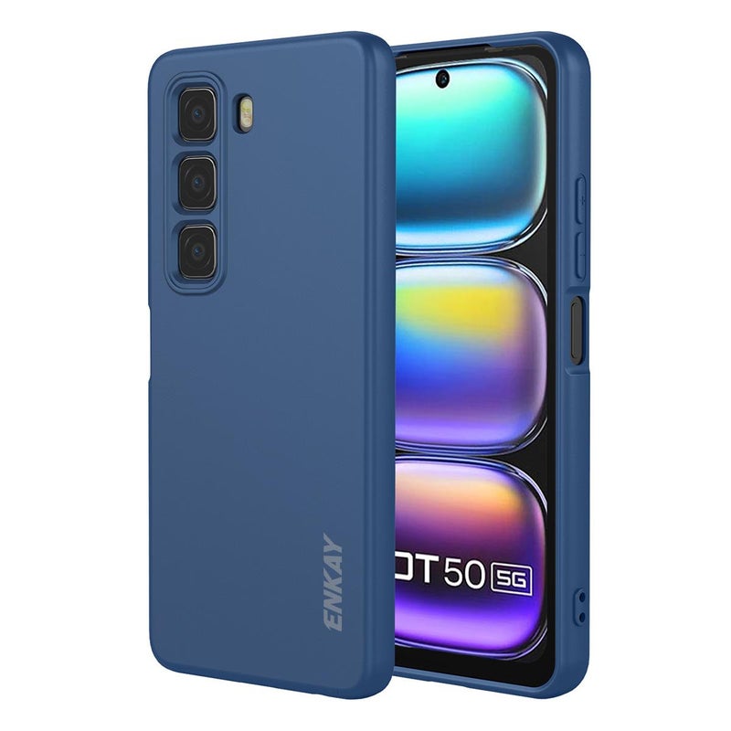 إنكاي جراب هاتف Infinix Hot 50 4G من السيليكون السائل الناعم المقاوم للصدمات (أزرق داكن) - Image 1