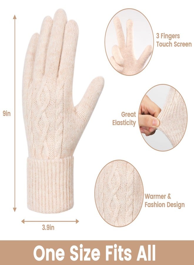 Loiyadn Winter Gloves Women - Warm Fleece Lined Winter Gloves with Touchscreen Fingers, Gloves for Women Cold Weather, Beige - Image 3