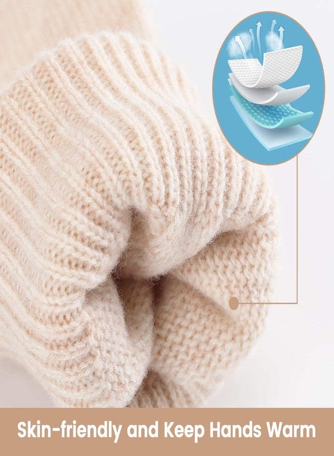 Loiyadn Winter Gloves Women - Warm Fleece Lined Winter Gloves with Touchscreen Fingers, Gloves for Women Cold Weather, Beige - Image 4