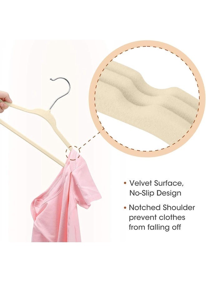 Red Dot Gift® 10-Pack Kids Velvet Hangers - Nursery Clothes Hangers Non Slip Toddler Hangers, 360 Chrome Swivel Hook (Beige, 35 cm) - Image 5