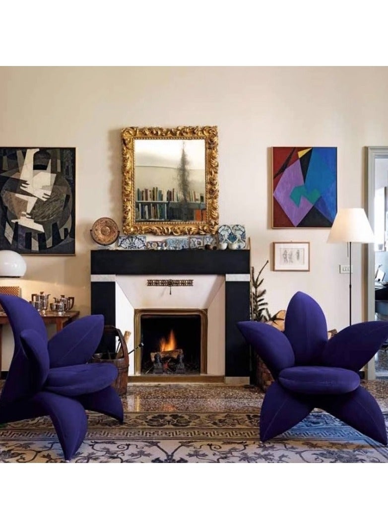 Purple Velvet Armchair Lounge Chair featuring Flower Design for Dining in Home or Hotel Living Room Sofa - Image 2
