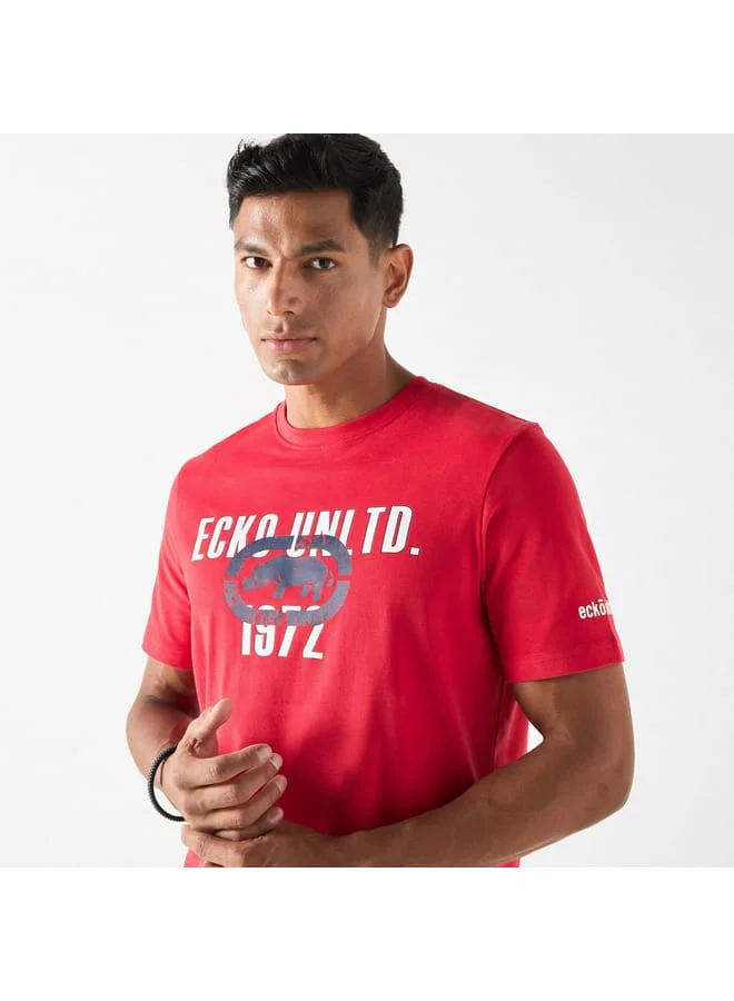 Ecko Unltd. Ecko Unltd Logo Print Crew Neck T-shirt with Short Sleeves
