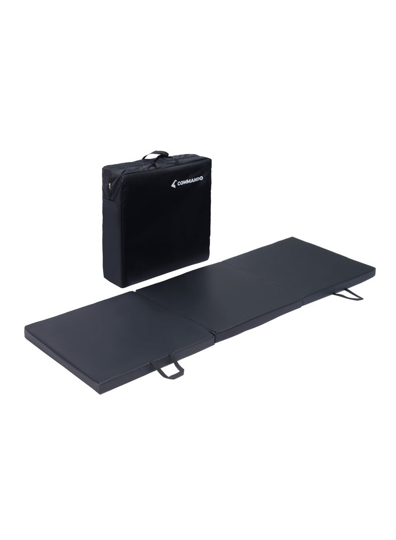 COMMANDO Portable Tri-Fold Exercise Mat (183 x 61 x 4 cm) with Handles for Gymnastics, Martial Arts, Stretching & Fitness - Image 1