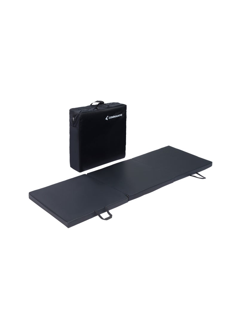COMMANDO Portable Tri-Fold Exercise Mat (183 x 61 x 4 cm) with Handles for Gymnastics, Martial Arts, Stretching & Fitness - Image 3
