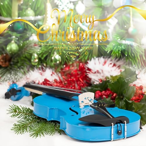 Crafteem 1/2 Fiddle Blue Colored Premium Violin Outfit for Beginners Adults Kids With 5 Color Fingering Tape- Handcrafted Student Beginner Violin. (Blue, 1/2) - Image 2