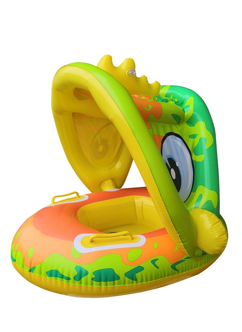 MIXDE Inflatable Baby Pool Float Swimming Ring with Sun Canopy with Inflator Pump,Dinosaur Infant Pool Float for Kids,Babys' Inflatable Seat,Pool Supplies  - Image 1