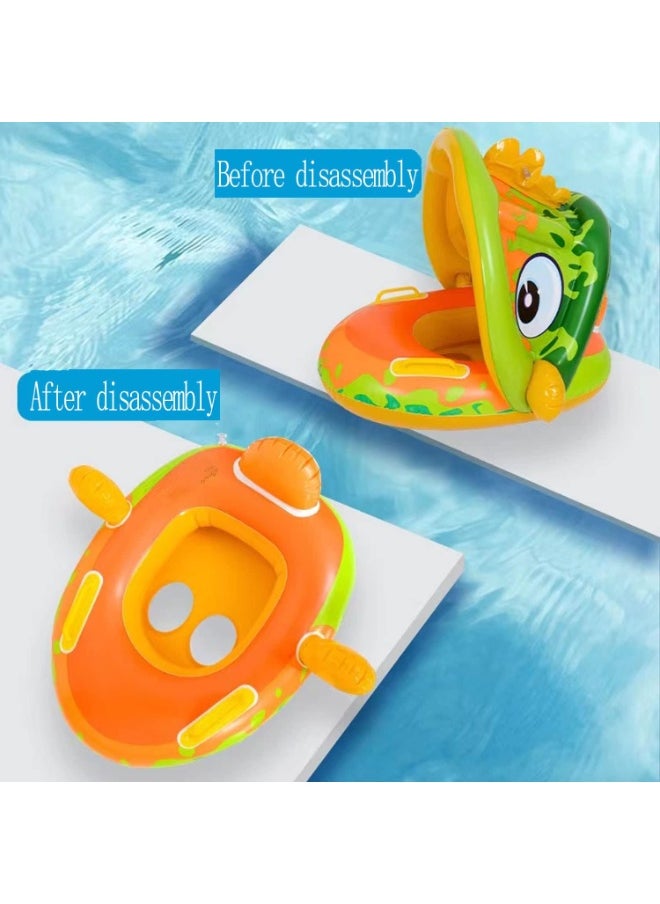 MIXDE Inflatable Baby Pool Float Swimming Ring with Sun Canopy with Inflator Pump,Dinosaur Infant Pool Float for Kids,Babys' Inflatable Seat,Pool Supplies  - Image 2